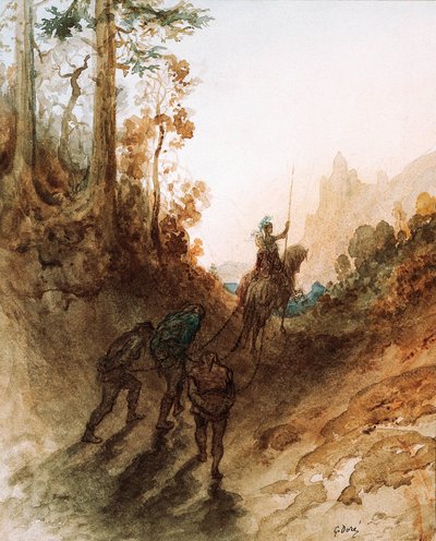 Giganci są schwytani, ok. 1869-83 (akwarela) autorstwa Gustave Dore