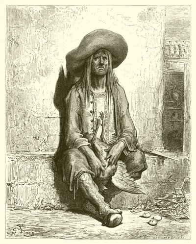 Kura ze złotymi jajkami (La Fontaine) autorstwa Gustave Dore