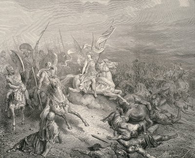 Święta Biblia. 1866. Anioł Machabeuszy. Rytownictwo autorstwa Gustave Dore
