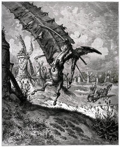 Pomysłowy Hidalgo Don Kichot z kanału, Miguel de Cervantes autorstwa Gustave Dore