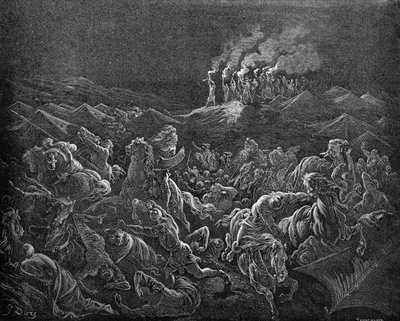Madianici zmuszeni do ucieczki - Biblia autorstwa Gustave Dore