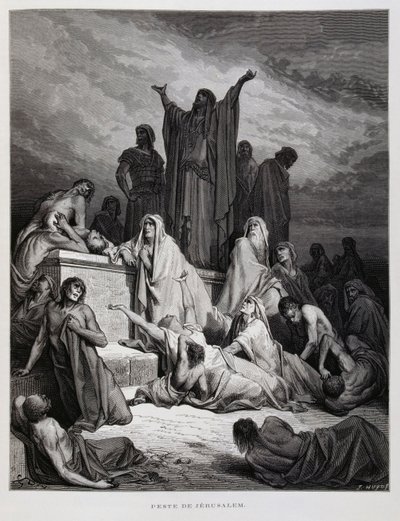 Plaga uderza w Jerozolimę, ilustracja z Biblii Dore