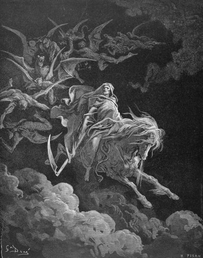 Wizja śmierci, rytowana przez Heliodore Joseph Pisan (1822-90) ok. 1868 r. autorstwa Gustave Dore