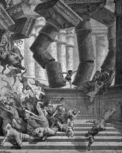 Śmierć Samsona - Biblia autorstwa Gustave Dore