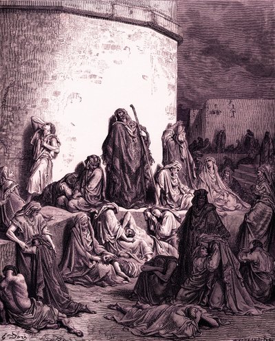 Ludzie opłakują Jerozolimę, autorstwa Doré - Biblia autorstwa Gustave Dore