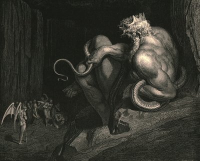 Stoi tam Minos, ok. 1890 r. autorstwa Gustave Dore