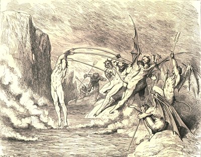To powiedziawszy, złapali go ponad setką haków, około 1890 roku. autorstwa Gustave Dore