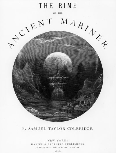 Strona tytułowa z książki „The Rime of the Ancient Mariner” autorstwa S.T. Coleridge, wyd. Harper und Brothers, Nowy Jork, 1876 (drewno) autorstwa Gustave Dore