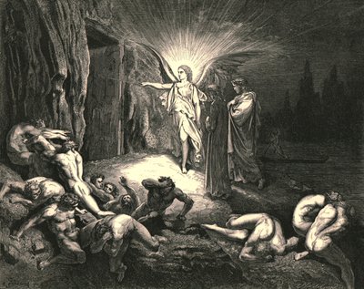 Podszedł do bramy i dotknął jej różdżką, ok. 1890 r. autorstwa Gustave Dore
