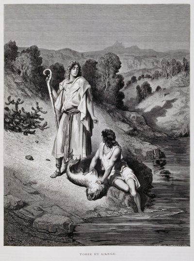 Tobiasz i anioł, ilustracja z Biblii Dore