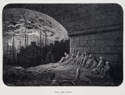Tramp Under Bridges – w „Londynie” Gustave Doré autorstwa Gustave Dore