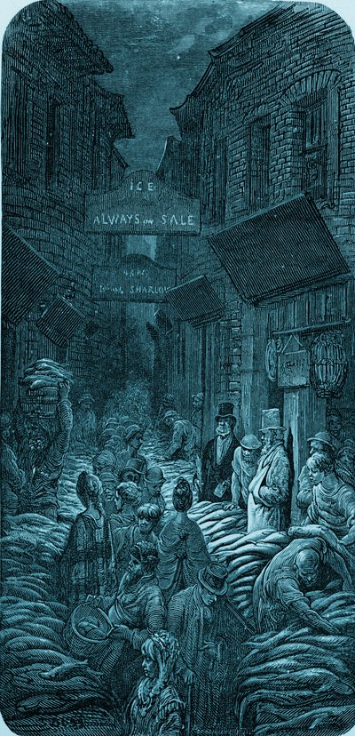 Grawerunek wiktoriański targ rybny autorstwa Gustave Doré autorstwa Gustave Dore