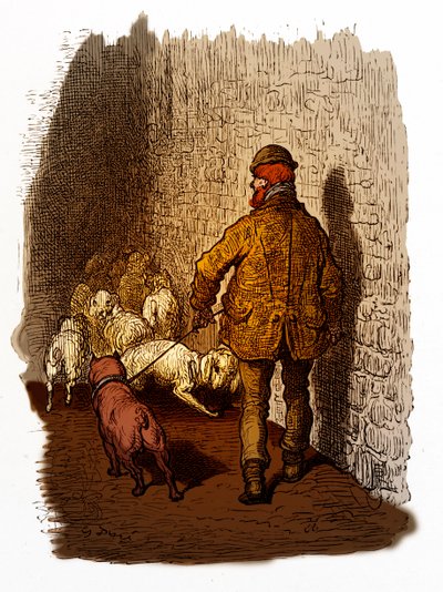 Grawerowanie wiktoriańskich doków londyńskich autorstwa Gustave Doré autorstwa Gustave Dore