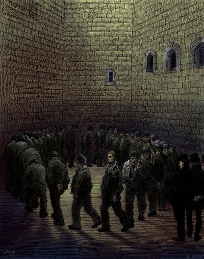 Wiktoriańskie więzienie w Londynie autorstwa Gustave Dore