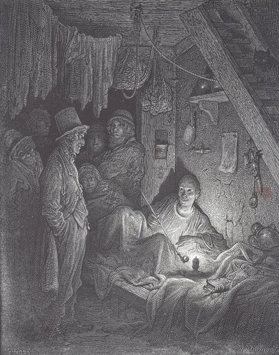 Wiktoriańska palarnia opium w Londynie autorstwa Gustave Dore