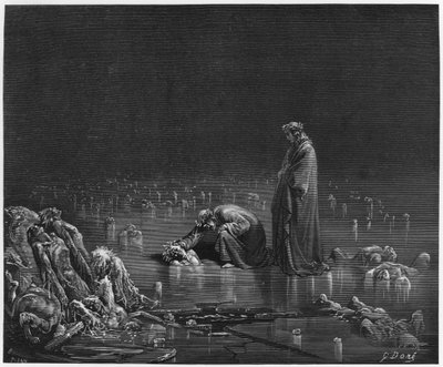 Wergiliusz (70-19 pne) i Dante, ilustracja z „Boskiej komedii” (Piekło) Dantego Alighieri (1265-1321) Paryż, opublikowana 1885 autorstwa Gustave Dore