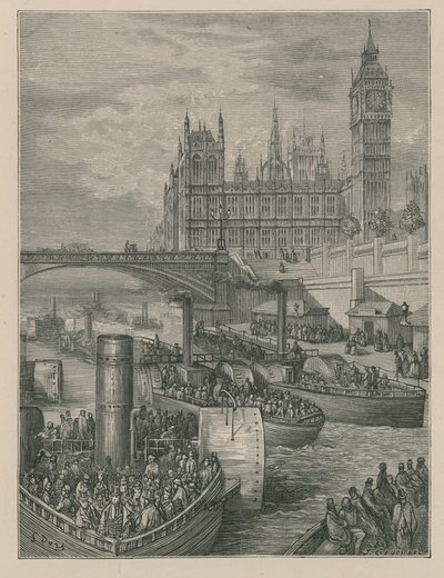 Schody Westminsterskie — odpływ parowców autorstwa Gustave Dore