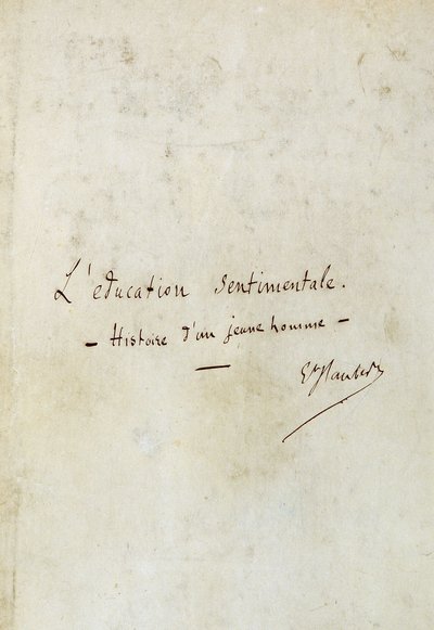 Edukacja sentymentalna (historia młodego człowieka): pierwsza strona rękopisu powieści Gustawa Flauberta, sygnatura autora - BHVP, Paryż autorstwa Gustave Flaubert
