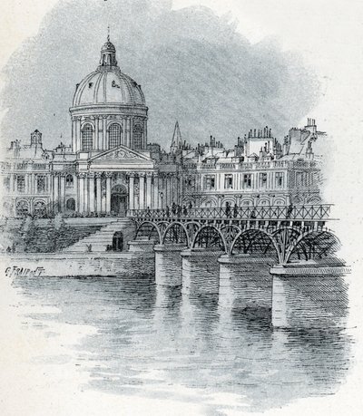 Widok na Institut de France i most Pont des Arts w Paryżu Rysunek Gustave