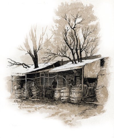 Widok nowego magazynu przy rue de Bordeaux, Bercy Paryż (Widok magazynu przy rue de Bordeaux, Bercy, Paryż) Rysunek Gustave