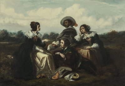 Historia. Postacie w strojach Ludwika XIII, ok. 1830 r. (olej) autorstwa Gustave François Morin