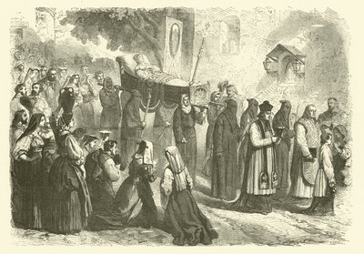 Kondukt żałobny młodej dziewczyny, Sparanise, Włochy (ryty) autorstwa Gustave Janet