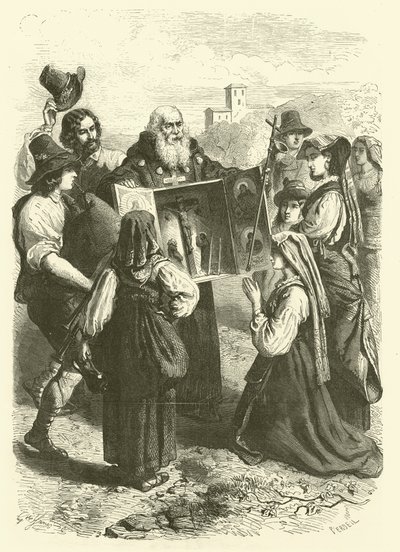 Wystawa relikwii, Włochy (grafika) autorstwa Gustave Janet