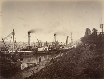 Święto S. A. Ismaïla Paszy na łodziach LL. Do A. les princes, styczeń 1867, 1867. autorstwa Gustave Le Gray