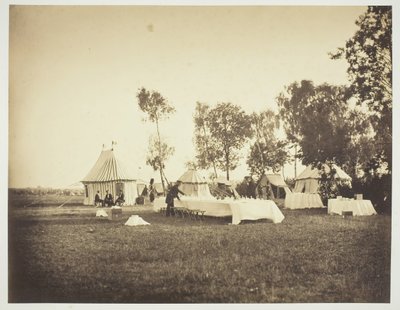Przygotowanie stołu cesarskiego, Camp de Châlons, 1857. autorstwa Gustave Le Gray