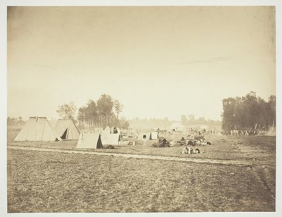 Namioty i sprzęt wojskowy, Camp de Châlons, 1857. autorstwa Gustave Le Gray