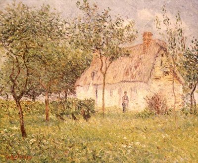 Domek kryty strzechą autorstwa Gustave Loiseau