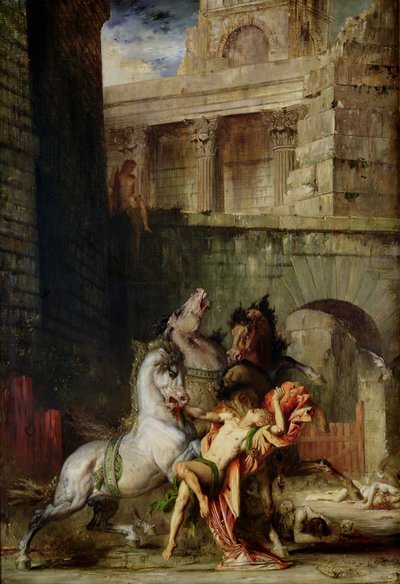 Diomedas, kurį valgo jo žirgai, 1865 poli autorstwa Gustave Moreau