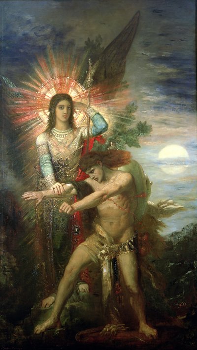 Jakub i Anioł, 1878 autorstwa Gustave Moreau