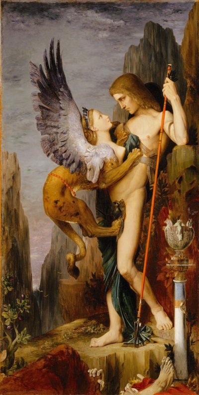 Edyp i Sfinks autorstwa Gustave Moreau
