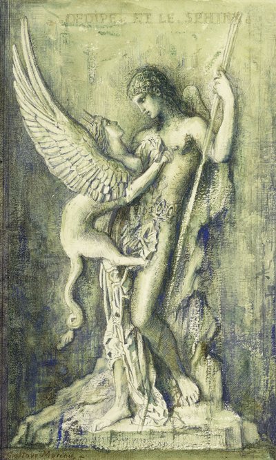 Edyp i Sfinks; Edypa i Sfinks, autorstwa Gustave Moreau