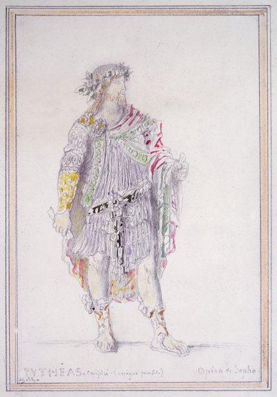 Pytheas, konspirator i pijany pasożyt, postać z Opèra de Sapho (ołówek z akwarelą i gwasz na papierze) autorstwa Gustave Moreau