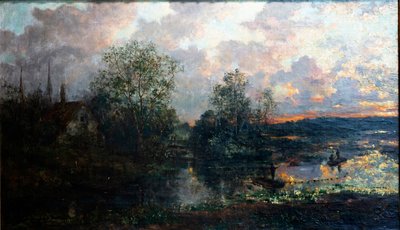 Paisaje con un poco Pulido de Bote autorstwa Gustave de Duyts