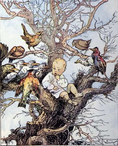 Ilustracja do „La storia di Peter Pan””, bajka Jamesa Matthew Barrie (JM lub J.M. Barrie autorstwa Gustavo Gustavino Rosso