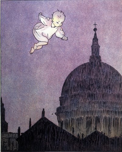 Ilustracja do „La storia di Peter Pan””, bajka Jamesa Matthew Barrie (JM lub J.M. Barrie autorstwa Gustavo Gustavino Rosso