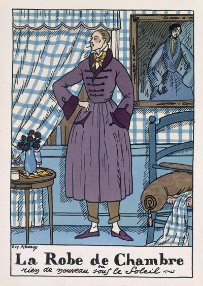 Szlafrok męski, ilustracja z magazynu „Monsieur”, wyd. Marzec 1921 (druk pochórowy) autorstwa Guy Arnoux
