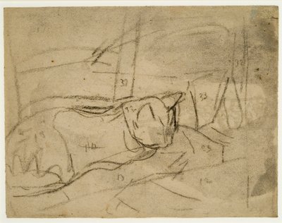 Studium kota (węgiel na papierze) autorstwa Gwen John