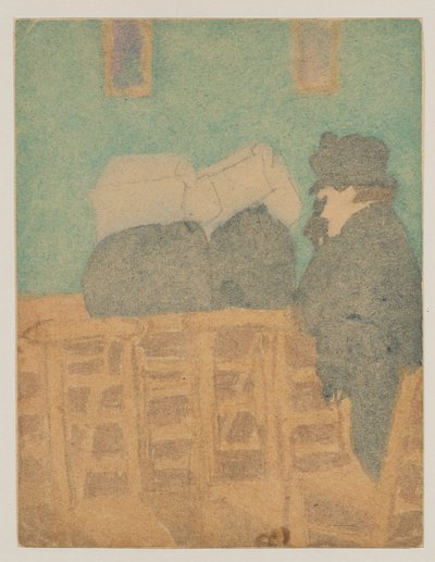Postacie w kościele (akwarela i ołówek) autorstwa Gwen John