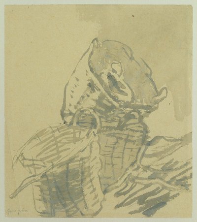 Kosze Rybackie (szary pranie na papierze) autorstwa Gwen John