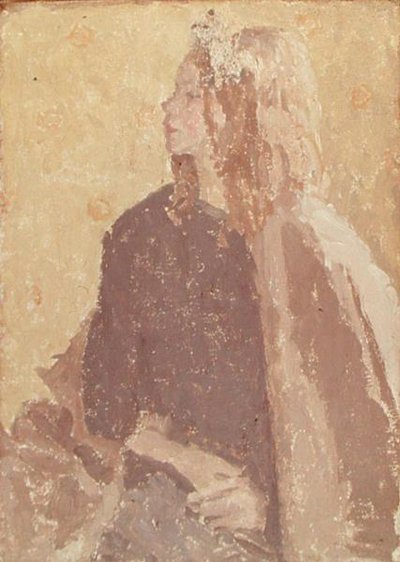 Dziewczyna z profilu (olej i kreda na płótnie) autorstwa Gwen John