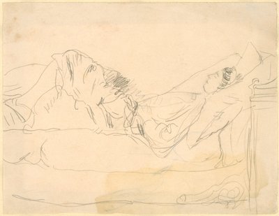 Dziewczyna leżąca na łóżku (ołówek na papierze) autorstwa Gwen John