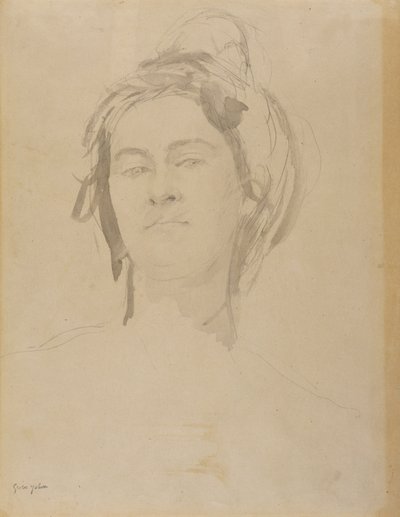 Głowa Młodej Kobiety (ołówek i umyć na papierze) autorstwa Gwen John