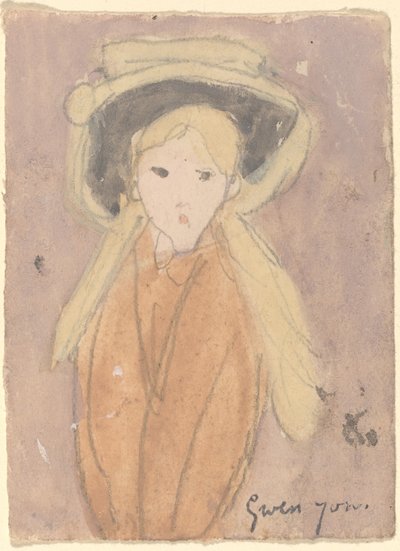 Mała dziewczynka w dużym kapeluszu autorstwa Gwen John