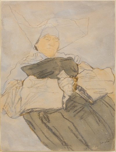 Śpiąca zakonnica, ok. 1916-18 (węgiel, akwarela i gwasz) autorstwa Gwen John