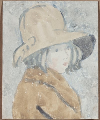 Studium małej dziewczynki w kapeluszu z szerokim rondem autorstwa Gwen John