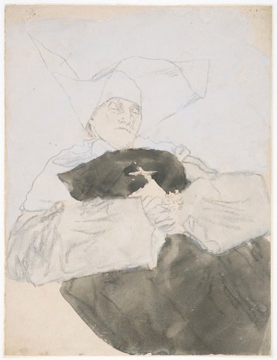 Umierająca zakonnica (media mieszane na papierze) autorstwa Gwen John